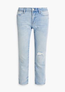 FRAME - Le High Straight cropped distressed high-rise straight-leg jeans - Blue - 24