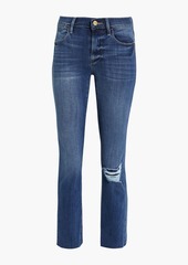 FRAME - Distressed high-rise straight-leg jeans - Blue - 31