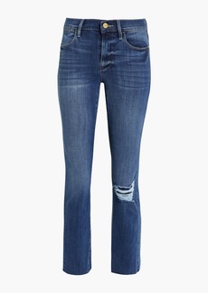 FRAME - Distressed high-rise straight-leg jeans - Blue - 25