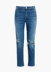 FRAME - Distressed mid-rise straight-leg jeans - Blue - 23