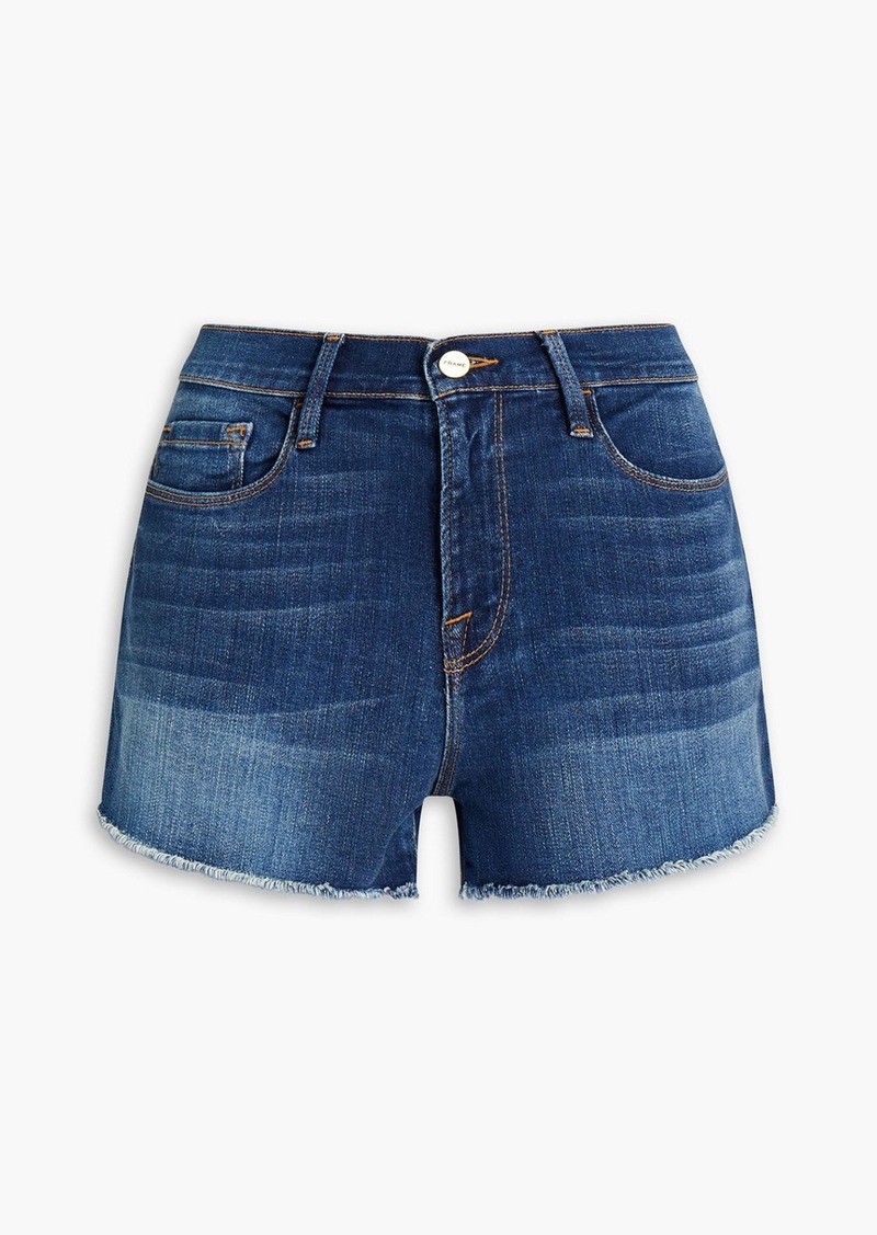 FRAME - Frayed faded denim shorts - Blue - 32