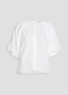 FRAME - Gathered broderie anglaise ramie shirt - White - S