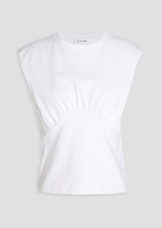 FRAME - Gathered cotton-jersey top - White - L