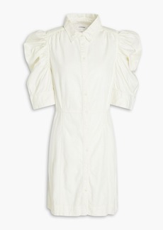 FRAME - Gathered denim mini shirt dress - White - XS