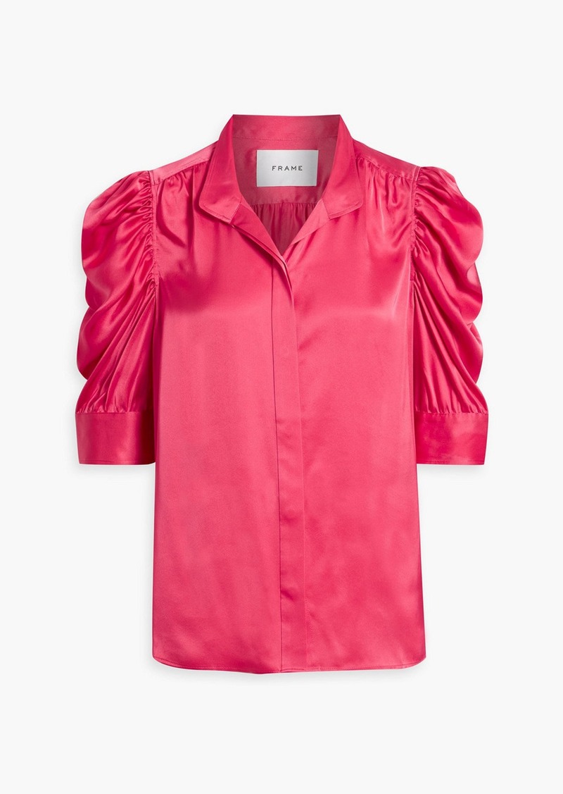 FRAME - Gillian ruched silk-satin top - Pink - L