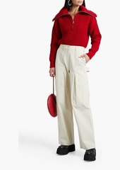 FRAME - Ribbed merino wool half-zip sweater - Red - XS