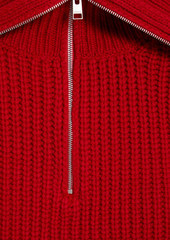 FRAME - Ribbed merino wool half-zip sweater - Red - XS