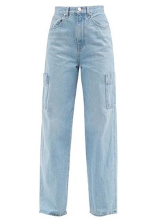 Frame - High Rise Baggy Patch-pocket Wide-leg Jeans - Womens - Light Denim