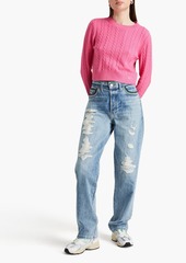 FRAME - Julia Sarr-Jamois crochet-trimmed distressed high-rise boyfriend jeans - Blue - 25