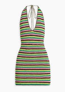 FRAME - Julia Sarr-Jamois crocheted cotton-blend halterneck mini dress - Yellow - S