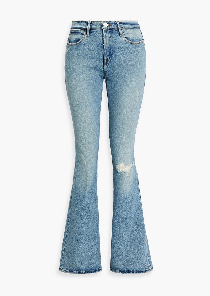FRAME - Le High Flare distressed high-rise flared jeans - Blue - 23