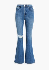 FRAME - Le High Flare distressed high-rise flared jeans - Blue - 24