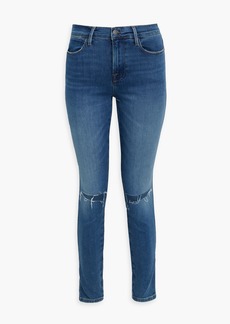 FRAME - Le High Skinny distressed high-rise skinny jeans - Blue - 25