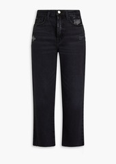 FRAME - Le Jane Crop cropped distressed high-rise straight-leg jeans - Black - 23