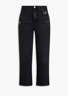 FRAME - Le Jane Crop cropped distressed high-rise straight-leg jeans - Black - 23