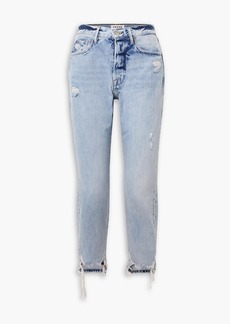 FRAME - Le Original cropped distressed high-rise straight-leg jeans - Blue - 27