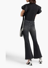 FRAME - Le Pixie High faded high-rise flared jeans - Black - 24
