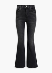 FRAME - Le Pixie High faded high-rise flared jeans - Black - 24