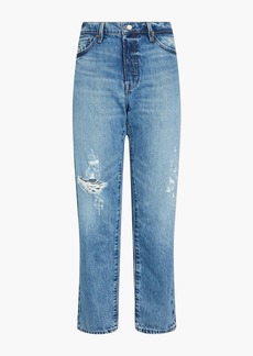 FRAME - Le Slouch distressed high-rise straight-leg jeans - Blue - 23