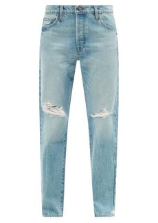 Frame - Le Slouch Distressed Straight-leg Jeans - Womens - Light Blue