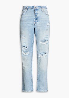 FRAME - Le Slouch distressed high-rise straight-leg jeans - Blue - 30