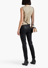 FRAME - Le Sylvie coated high-rise slim-leg jeans - Black - 23