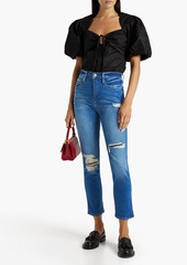 FRAME - Le Sylvie Slender distressed high-rise slim-leg jeans - Blue - 23