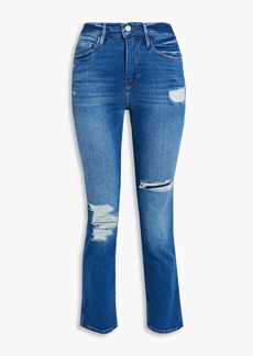 FRAME - Le Sylvie Slender distressed high-rise slim-leg jeans - Blue - 23