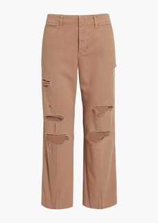 FRAME - Le Tomboy distressed cotton-twill straight-leg pants - Brown - 24