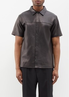 Frame - Leather Short-sleeved Shirt - Mens - Black