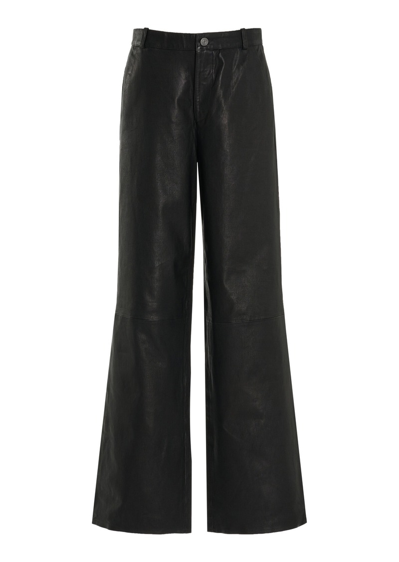 FRAME - Leather Wide-Leg Pants - Black - US 14 - Moda Operandi