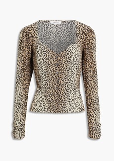 FRAME - Leopard-print silk-crepe peplum blouse - Animal print - M