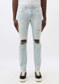 Frame - L'homme Distressed Slim-leg Jeans - Mens - Blue