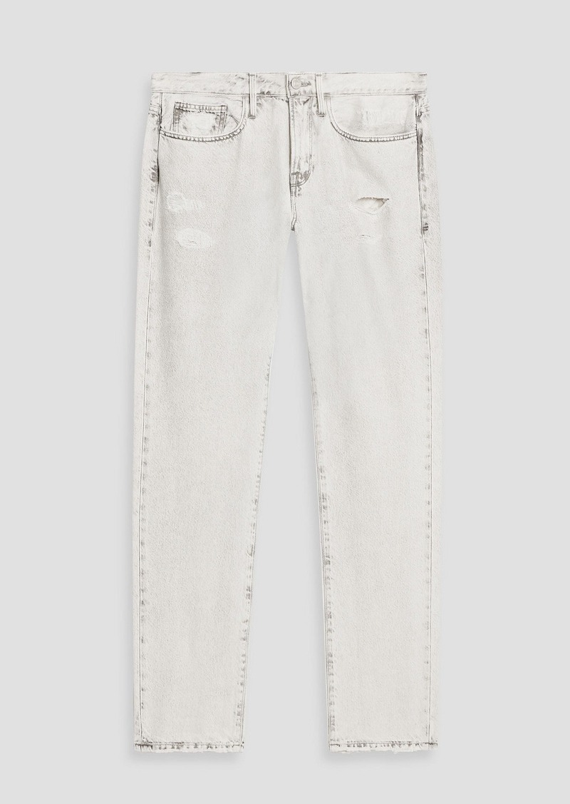 FRAME - L'Homme slim-fit distressed denim jeans - Gray - 32