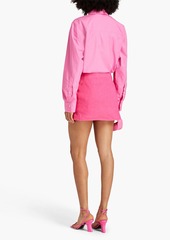 FRAME - Linen-blend mini wrap skirt - Pink - US 2