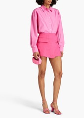 FRAME - Linen-blend mini wrap skirt - Pink - US 2