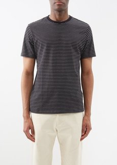 Frame - Logo-embroidered Striped Cotton-jersey T-shirt - Mens - White Stripe