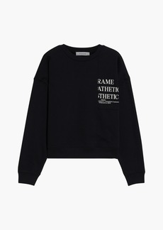FRAME - Paneled printed cotton-blend fleece sweatshirt - Black - XS