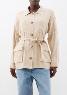 Frame - Patch-pocket Organic Linen-blend Belted Jacket - Womens - Sand
