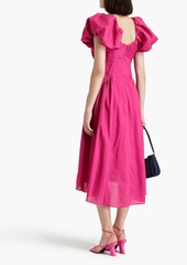 FRAME - Pintucked cotton-cloquè midi dress - Pink - S