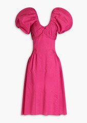 FRAME - Pintucked cotton-cloquè midi dress - Pink - S