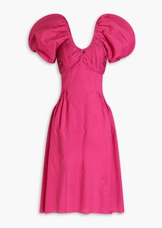 FRAME - Pintucked cotton-cloquè midi dress - Pink - XS