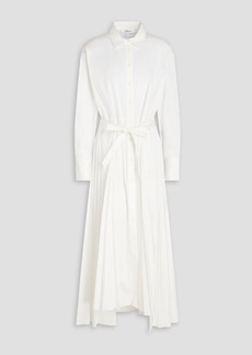 FRAME - Pleated cotton-blend poplin maxi shirt dress - White - XS