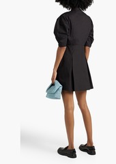 FRAME - Pleated cotton-poplin mini dress - Black - XXS