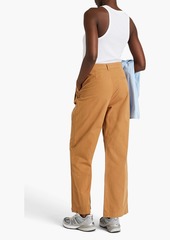 FRAME - Pleated cotton-twill wide-leg pants - Brown - 24