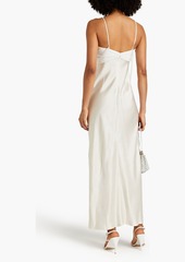 FRAME - Pleated georgette-paneled satin maxi dress - White - S