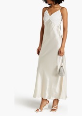 FRAME - Pleated georgette-paneled satin maxi dress - White - S