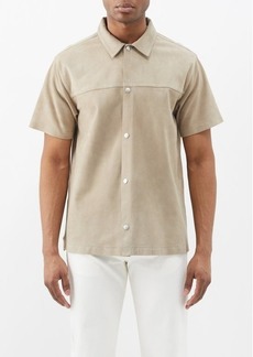 Frame - Press-stud Suede Short-sleeved Shirt - Mens - Khaki