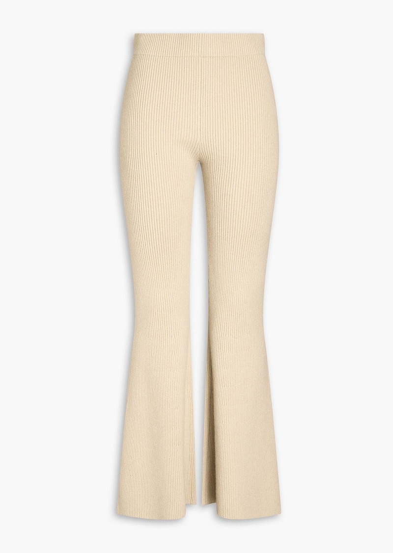 FRAME - Ribbed cashmere-blend flared pants - Neutral - XS