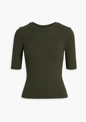 FRAME - Ribbed modal-blend jersey top - Green - XS